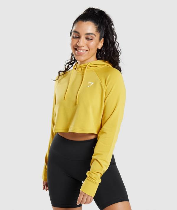 Damske Mikiny S Kapucňou Gymshark Training Cropped Žlté | MA1368720